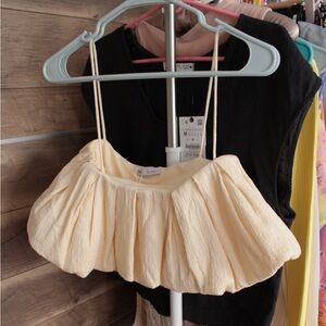 Zara BUBBLE Goldenrod Yellow Top | Pleated Cropped Bubble Top | NWT ZARA Top